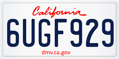 CA license plate 6UGF929
