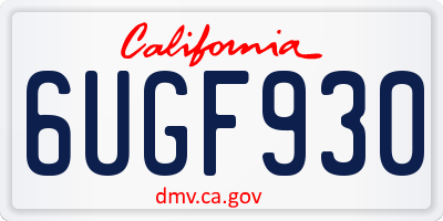 CA license plate 6UGF930