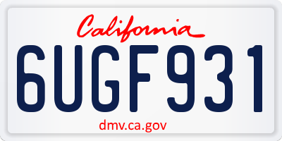 CA license plate 6UGF931