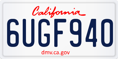 CA license plate 6UGF940