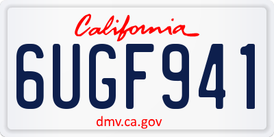 CA license plate 6UGF941
