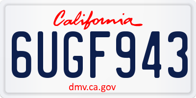 CA license plate 6UGF943