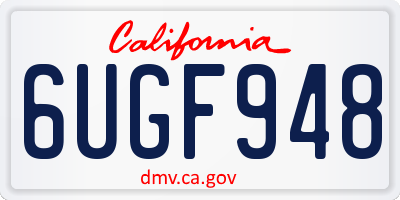 CA license plate 6UGF948