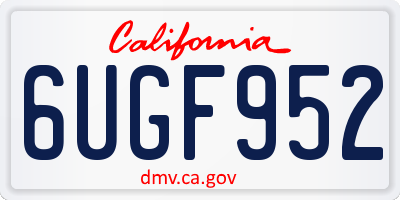 CA license plate 6UGF952