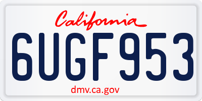 CA license plate 6UGF953