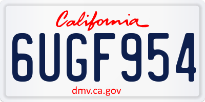 CA license plate 6UGF954
