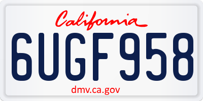 CA license plate 6UGF958