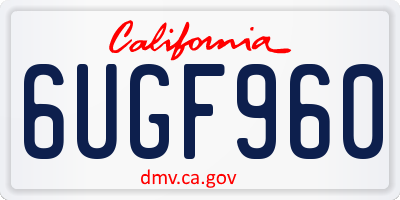 CA license plate 6UGF960
