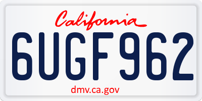 CA license plate 6UGF962