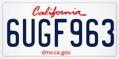 CA license plate 6UGF963
