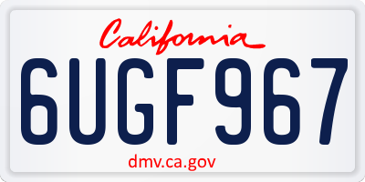 CA license plate 6UGF967