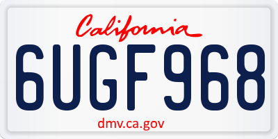CA license plate 6UGF968