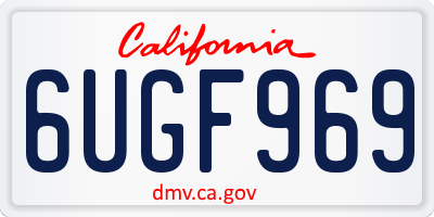 CA license plate 6UGF969