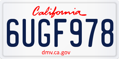 CA license plate 6UGF978