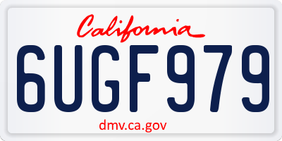 CA license plate 6UGF979