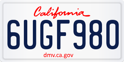CA license plate 6UGF980