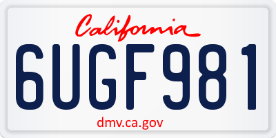 CA license plate 6UGF981