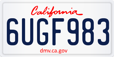 CA license plate 6UGF983
