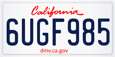 CA license plate 6UGF985