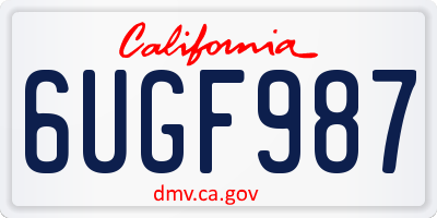 CA license plate 6UGF987