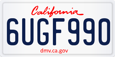 CA license plate 6UGF990