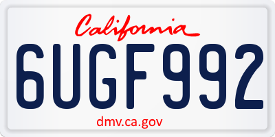 CA license plate 6UGF992