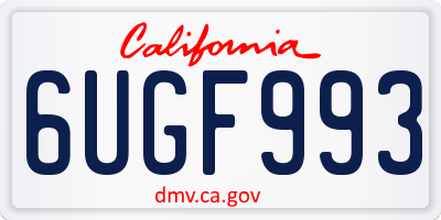 CA license plate 6UGF993