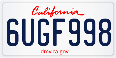 CA license plate 6UGF998