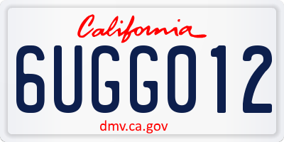 CA license plate 6UGG012