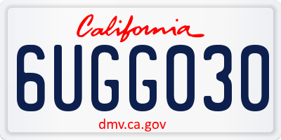 CA license plate 6UGG030