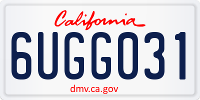 CA license plate 6UGG031