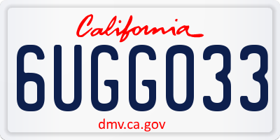 CA license plate 6UGG033