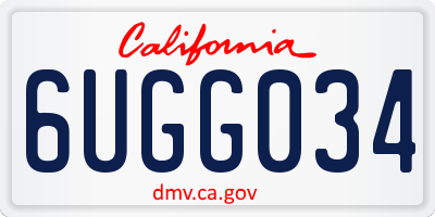 CA license plate 6UGG034