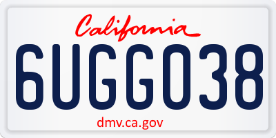CA license plate 6UGG038