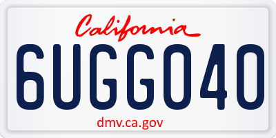 CA license plate 6UGG040
