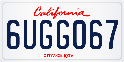 CA license plate 6UGG067
