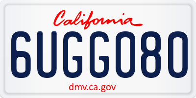 CA license plate 6UGG080