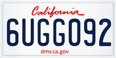CA license plate 6UGG092