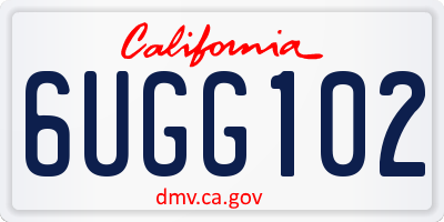 CA license plate 6UGG102