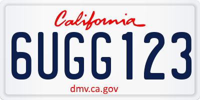 CA license plate 6UGG123