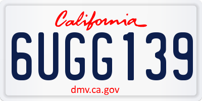 CA license plate 6UGG139