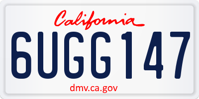 CA license plate 6UGG147