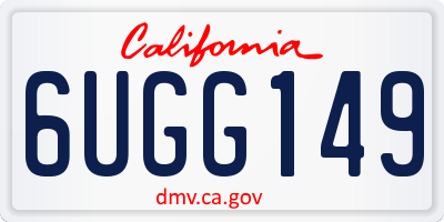 CA license plate 6UGG149
