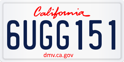 CA license plate 6UGG151