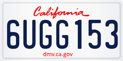 CA license plate 6UGG153