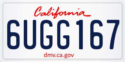 CA license plate 6UGG167