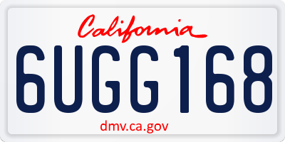 CA license plate 6UGG168