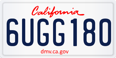 CA license plate 6UGG180