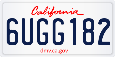 CA license plate 6UGG182