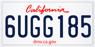 CA license plate 6UGG185